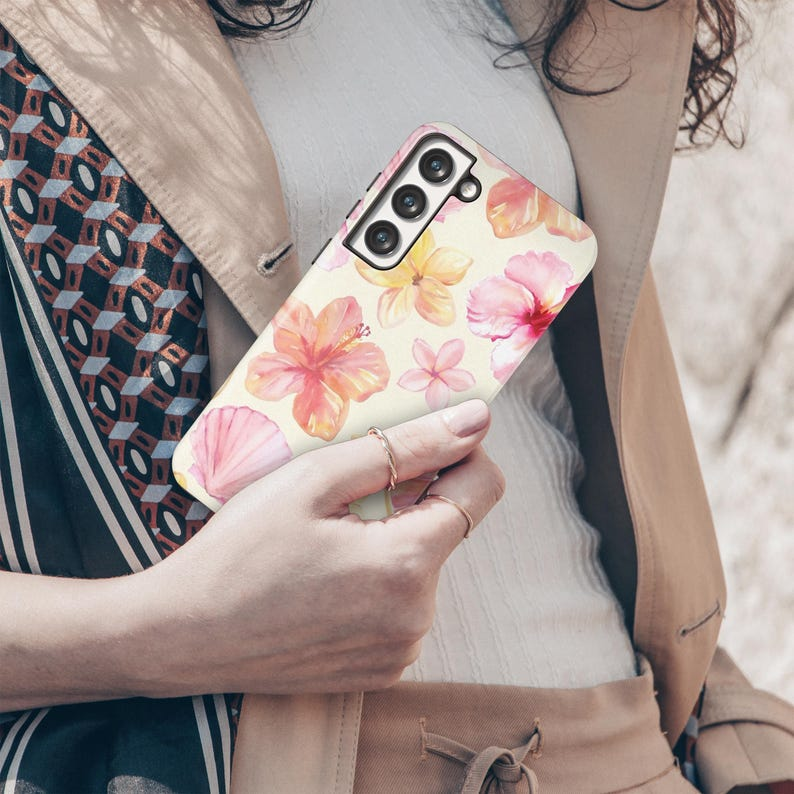Danterore Hibiscus Seashell Phone Case: Magsafe Compatible