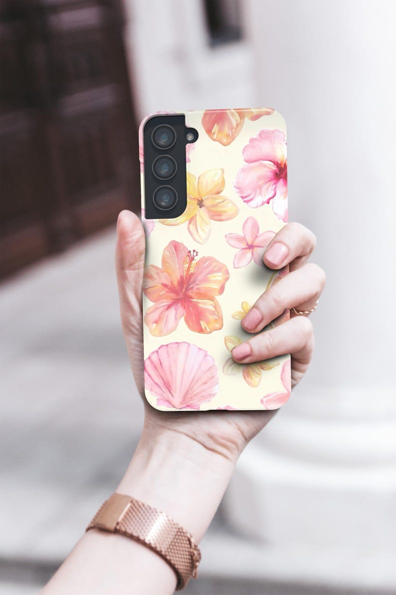 Danterore Hibiscus Seashell Phone Case: Magsafe Compatible