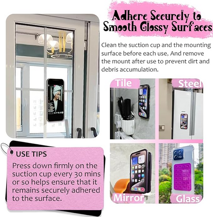 Danterore Light Pink Silicone Suction Phone Mount – Hands-Free Holder for Selfies & Videos